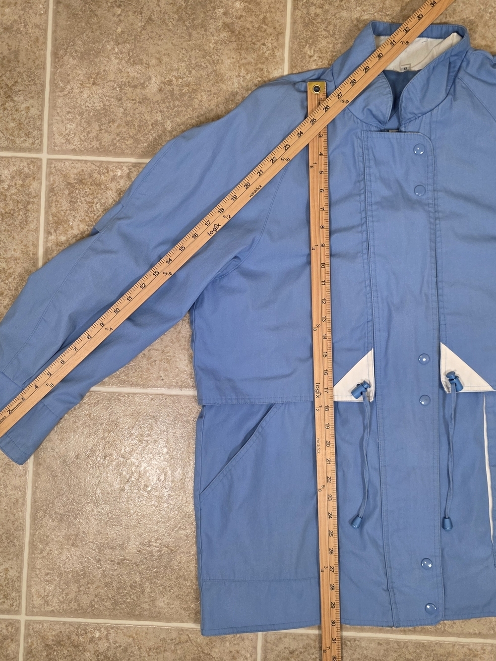 Y2K Blue Oversized Cinch Waist Jacket 1X - Picture 11 of 13